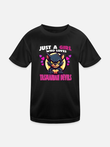 Just a Girl who Loves tasmanian Devils - Kids Functional T-Shirt - black - Front