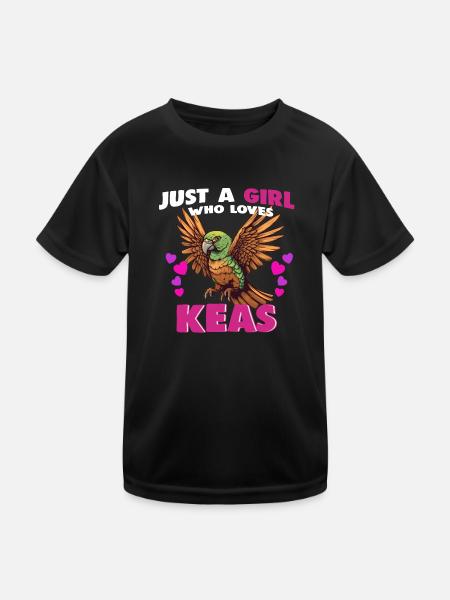 Just a Girl who Loves Keas - Kinder Funktions-T-Shirt - Schwarz - Vorne