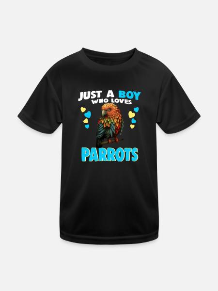 Juste un garçon qui aime les perroquets - T-shirt sport Enfant - noir - Devant