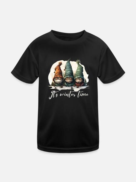 It's winter time - Kinder Funktions-T-Shirt - Schwarz - Vorne