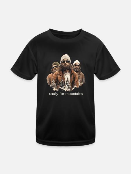 ready for mountains - Kids Functional T-Shirt - black - Front