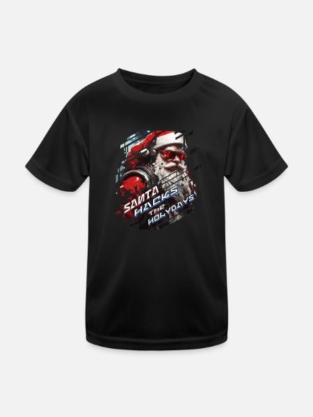 Le Père Noël pirate les fêtes - T-shirt sport Enfant - noir - Devant