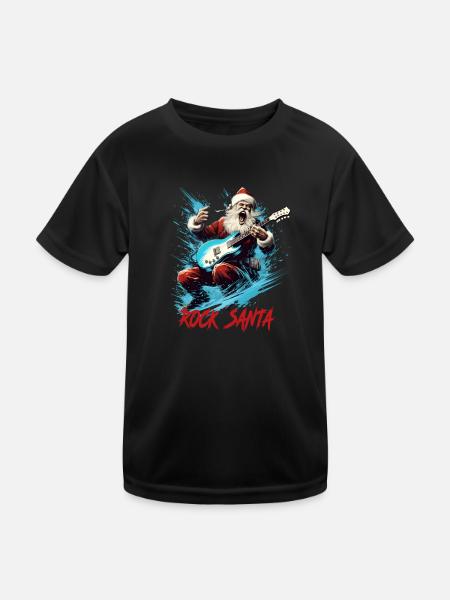 ROCK SANTA - Kinder Funktions-T-Shirt - Schwarz - Vorne