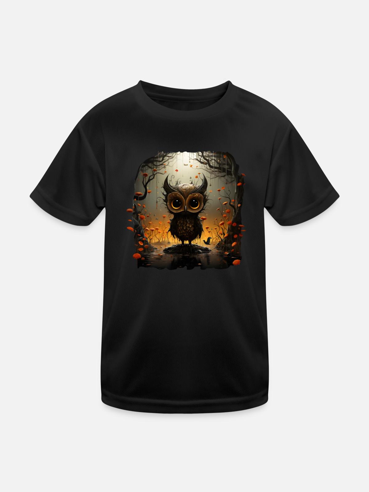Cute Owl - Kids Functional T-Shirt - black - Front