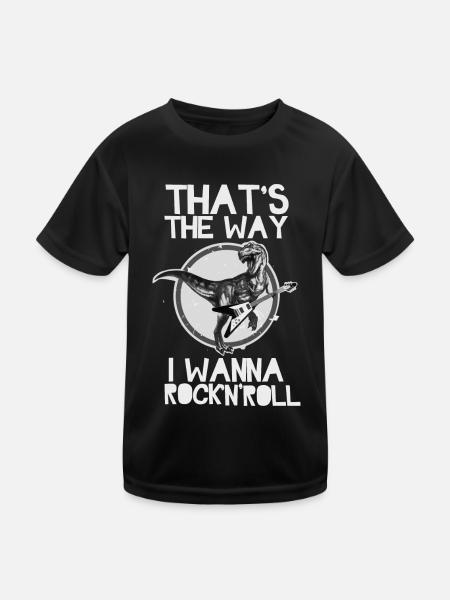 T-rex Dino Rock - Kids Functional T-Shirt - black