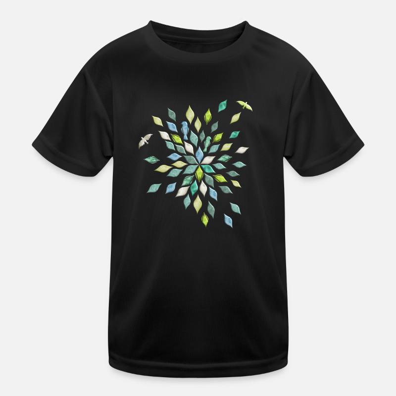 Leaves and birds in flower pattern Kids Functional T-Shirt