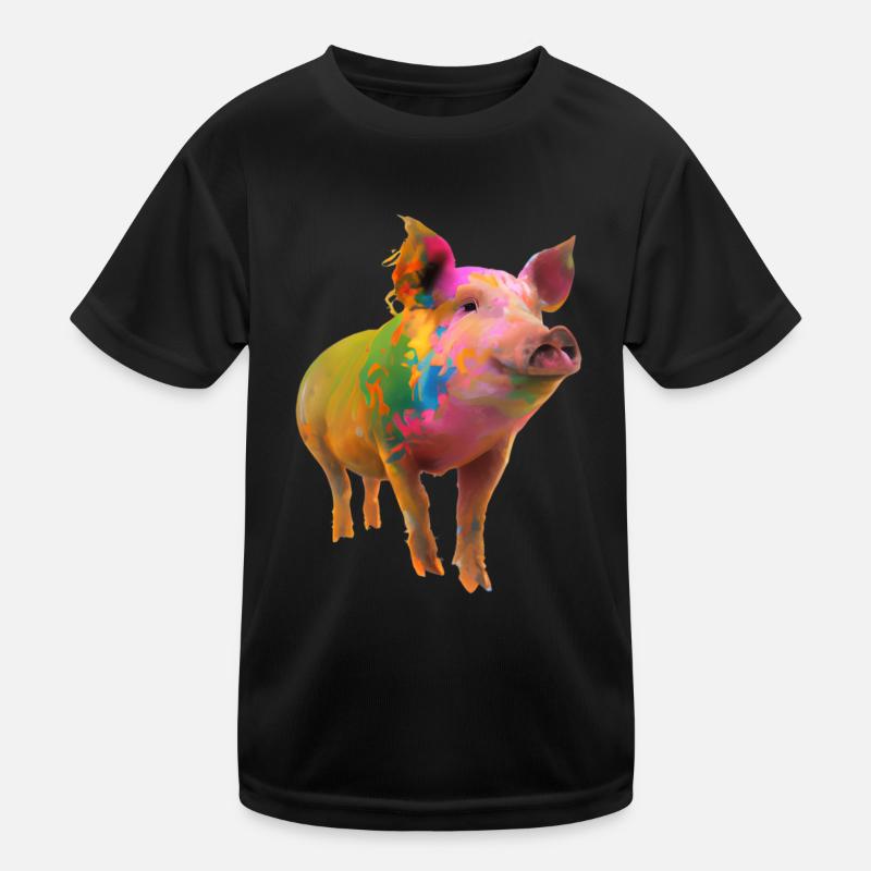 Farbenfrohes Schwein Kinder Funktions-T-Shirt