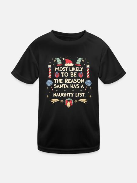 Christmas Funny Saying Naughty Xmas - Kids Functional T-Shirt - black - Front
