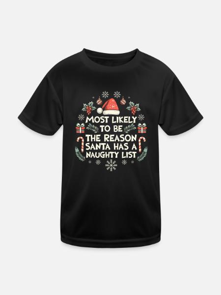 Weihnachten Lustiger Spruch Frech Xmas - Kinder Funktions-T-Shirt - Schwarz - Vorne