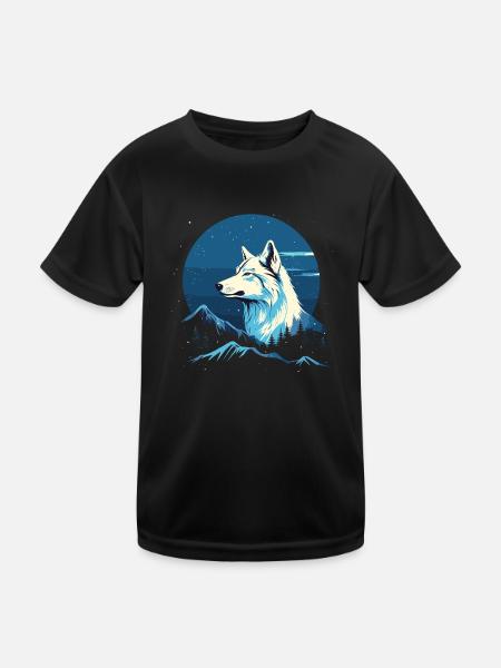 Wolf Scratch Marks Claws Wild Forest Animal Wolf's Head - Kids Functional T-Shirt - black - Front