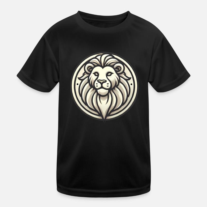 Stilisiertes Löwen-Abzeichen-Design Kinder Funktions-T-Shirt
