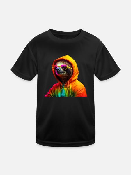 Sloth Sunglasses Cool Sloth Wilderness - Kids Functional T-Shirt - black - Front