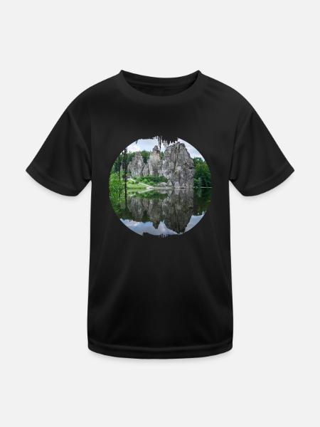 externsteine - Kinder Funktions-T-Shirt - Schwarz