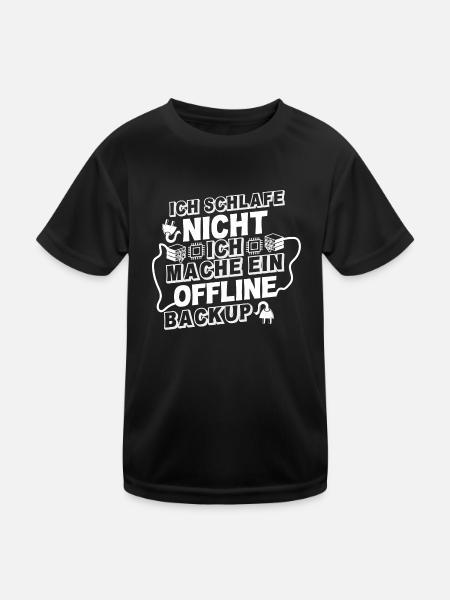 Ich schlafe NICHT: OFFLINE Backup - Kinder Funktions-T-Shirt - Schwarz - Vorne