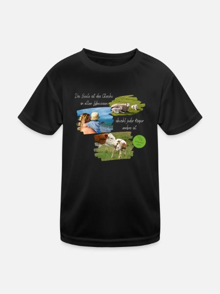 Die Seele ist das gleiche in allen Lebewesen 2 - Kinder Funktions-T-Shirt - Schwarz - Vorne