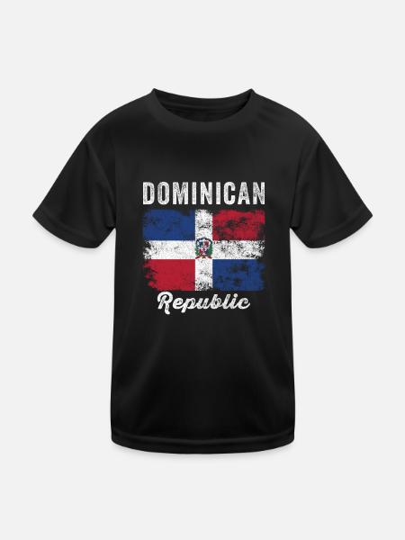 Dominikanische Republik Flagge Verzweifelt - Kinder Funktions-T-Shirt - Schwarz - Vorne