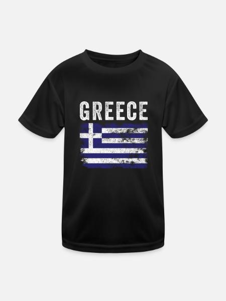 Greece Flag Distressed - Greek Flag - Kids Functional T-Shirt - black - Front