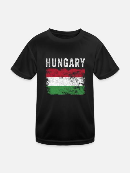 Drapeau hongrois en détresse - Drapeau hongrois - T-shirt sport Enfant - noir - Devant