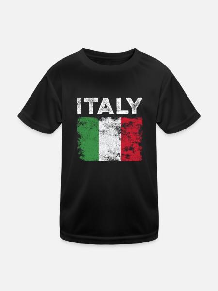 Italy Flag Distressed - Italian Flag - Kids Functional T-Shirt - black - Front
