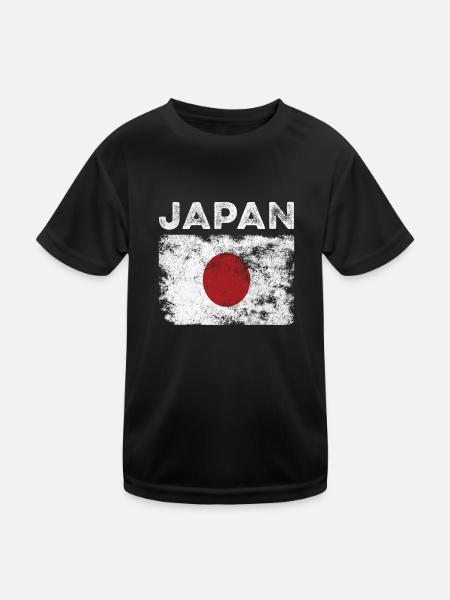 Drapeau japonais en détresse - Drapeau japonais - T-shirt sport Enfant - noir - Devant