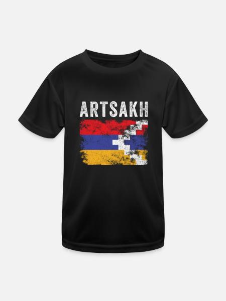 Artsakh Flag Distressed - Artsakhi Flag - Kids Functional T-Shirt - black - Front
