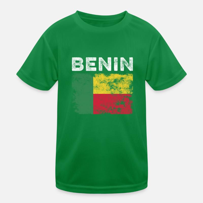 Benin Flag Distressed - Beninese Flag Kids Functional T-Shirt