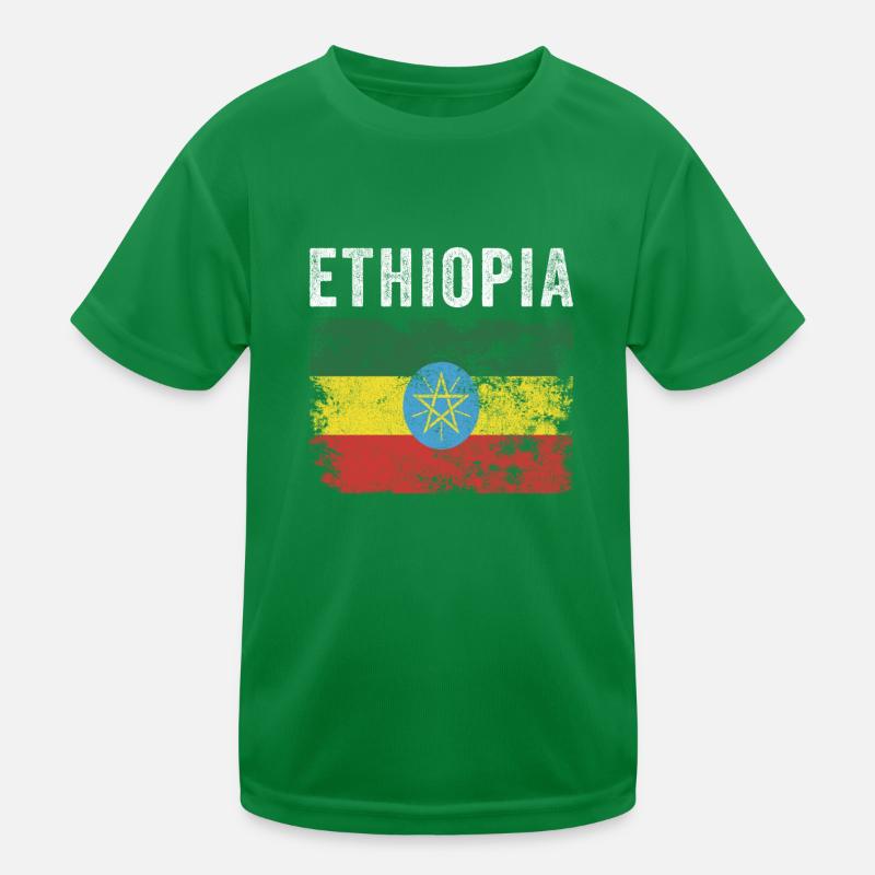 Ethiopia Flag Distressed Ethiopian Flag Kids Functional T-Shirt
