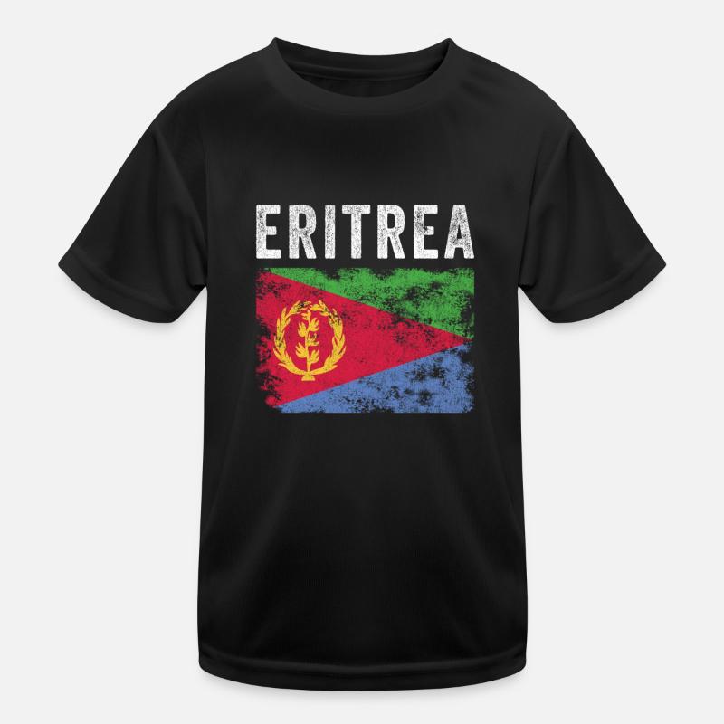 Eritrea Flag Distressed - Eritrean Flag - Kids Functional T-Shirt - black