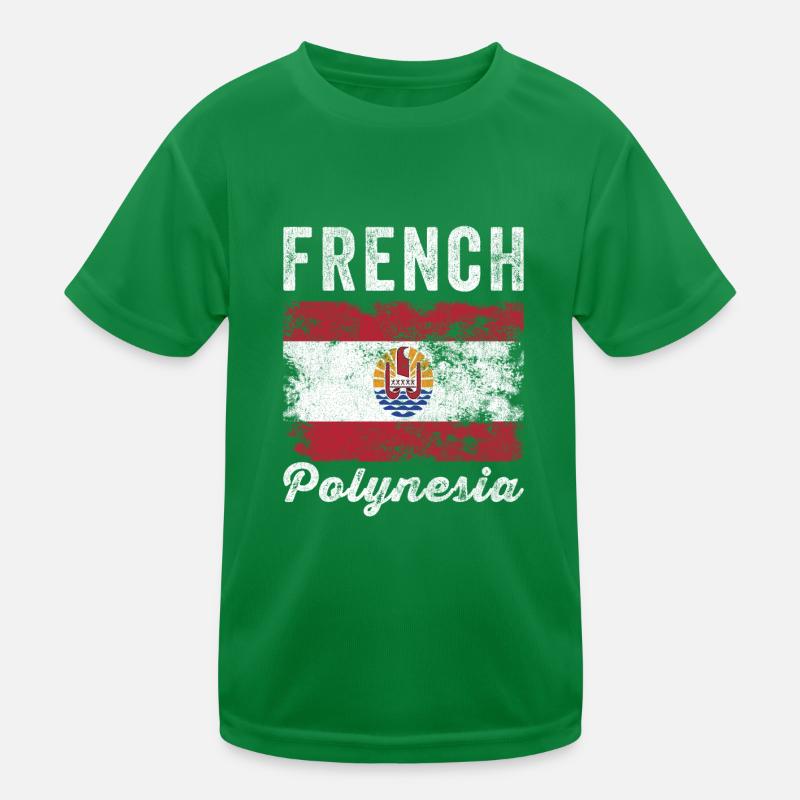 French Polynesia Flag Distressed Kids Functional T-Shirt