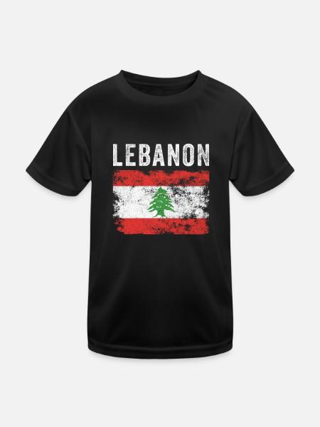 Drapeau libanais en détresse - Drapeau libanais - T-shirt sport Enfant - noir - Devant