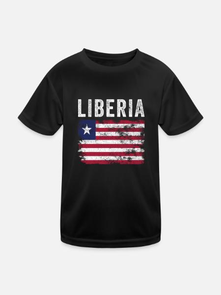 Drapeau libérien en détresse - Drapeau libérien - T-shirt sport Enfant - noir - Devant