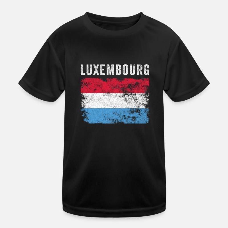 Luxembourg Flag Distressed Kids Functional T-Shirt