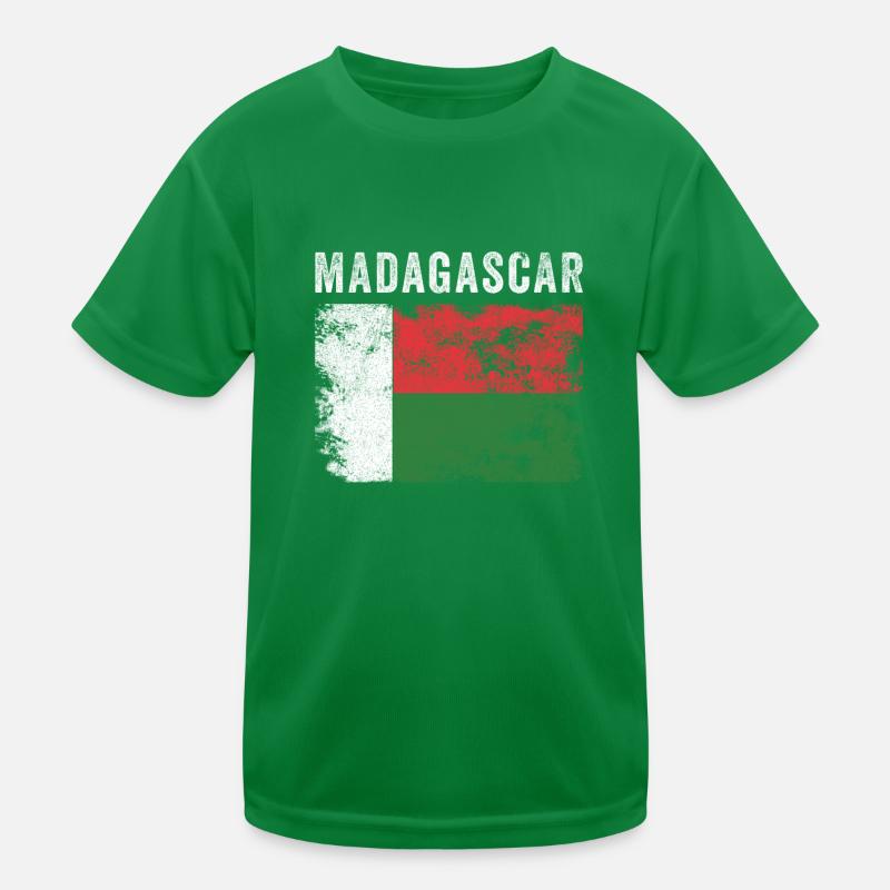 Madagascar Flag Distressed Malagasy Flag Kids Functional T-Shirt