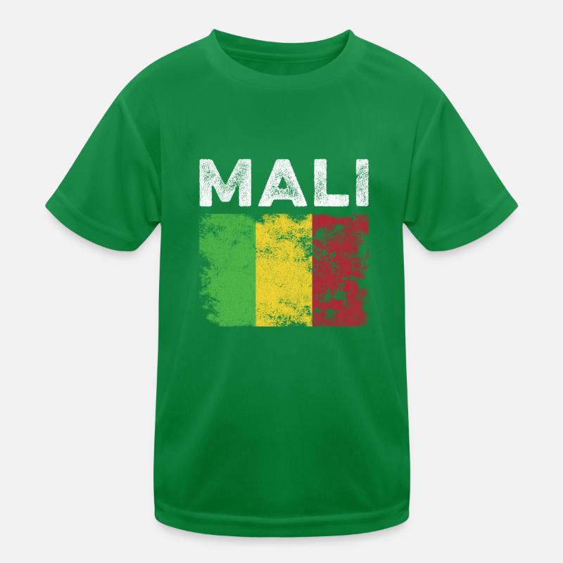 Mali Flag Distressed - Malian Flag Kids Functional T-Shirt