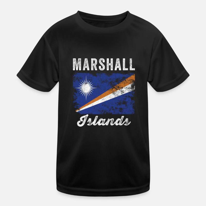Marshall Islands Flag Distressed Kids Functional T-Shirt