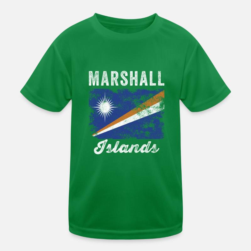 Marshall Islands Flag Distressed Kids Functional T-Shirt