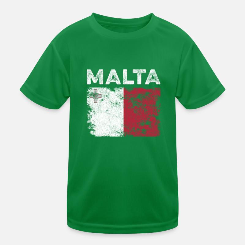 Malta Flag Distressed - Maltese Flag Kids Functional T-Shirt
