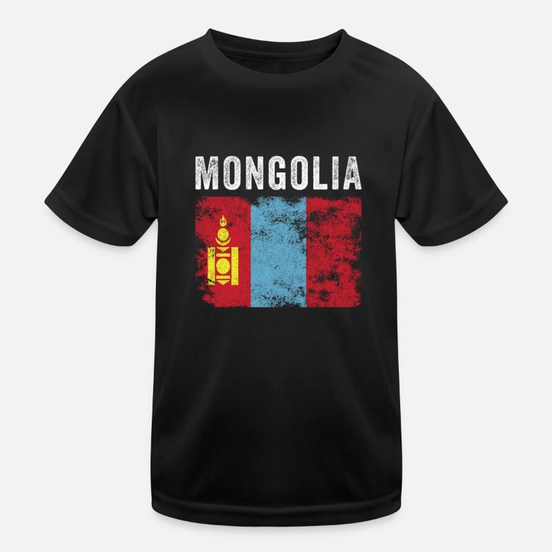 Mongolia Flag Distressed Mongolian Flag Kids Functional T-Shirt