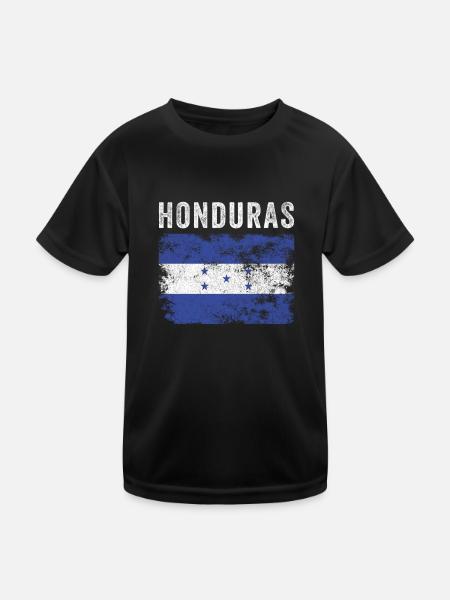 Honduras Flag Distressed - Honduran Flag - Kids Functional T-Shirt - black - Front