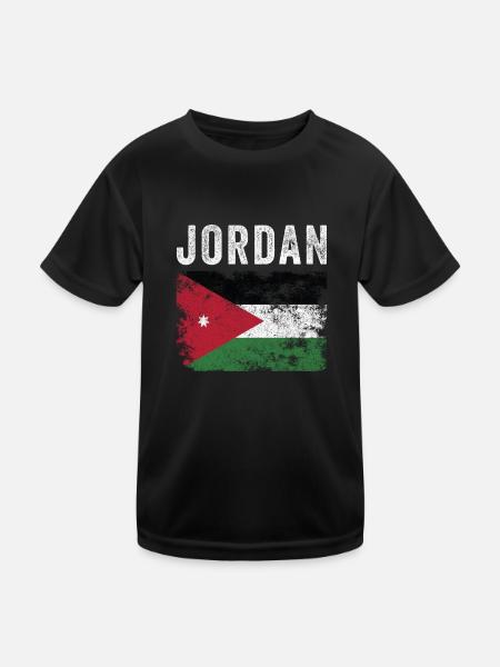 Jordan Flag Distressed - Jordanian Flag - Kids Functional T-Shirt - black - Front