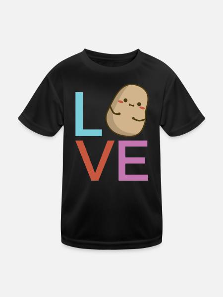 Love Kartoffel - Kinder Funktions-T-Shirt - Schwarz - Vorne