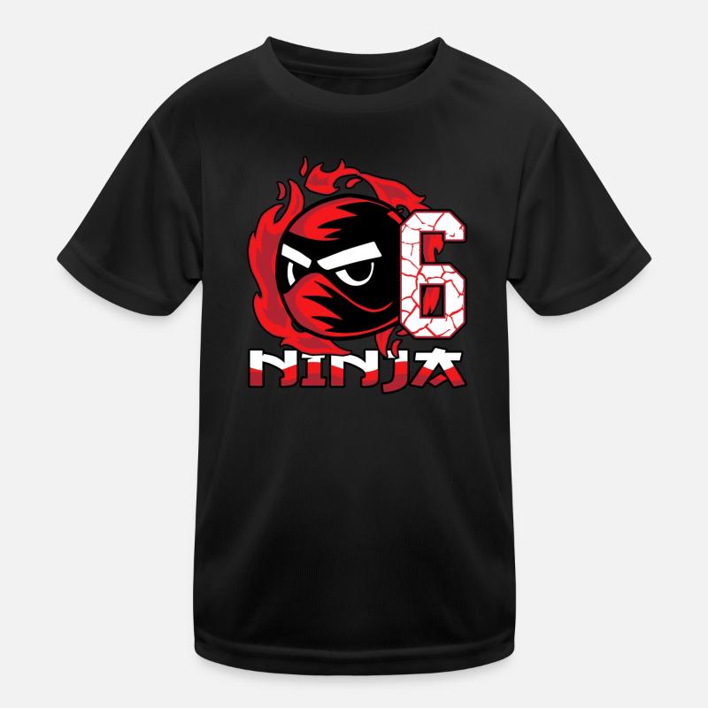 Kinder Ninja 6. Geburtstag Junge 6 Jahre alt Kinder Funktions-T-Shirt