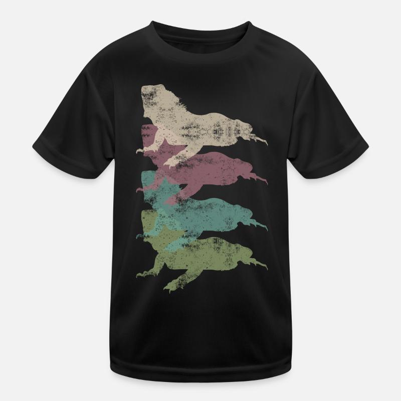 Retro Eidechse Echse - Kinder Funktions-T-Shirt - Schwarz