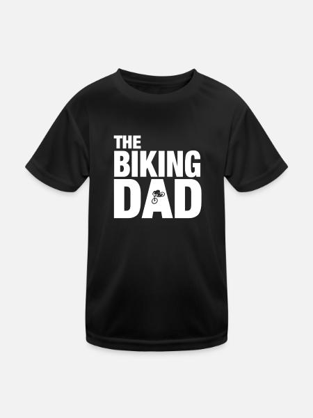 The Biking Dad, Biken, Fahrrad Dad - Kinder Funktions-T-Shirt - Schwarz - Vorne