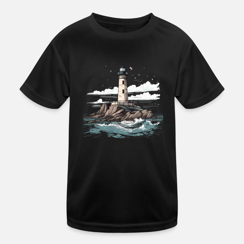 Leuchtturm Küste Meer See Ozean Ostsee Nordsee Kinder Funktions-T-Shirt