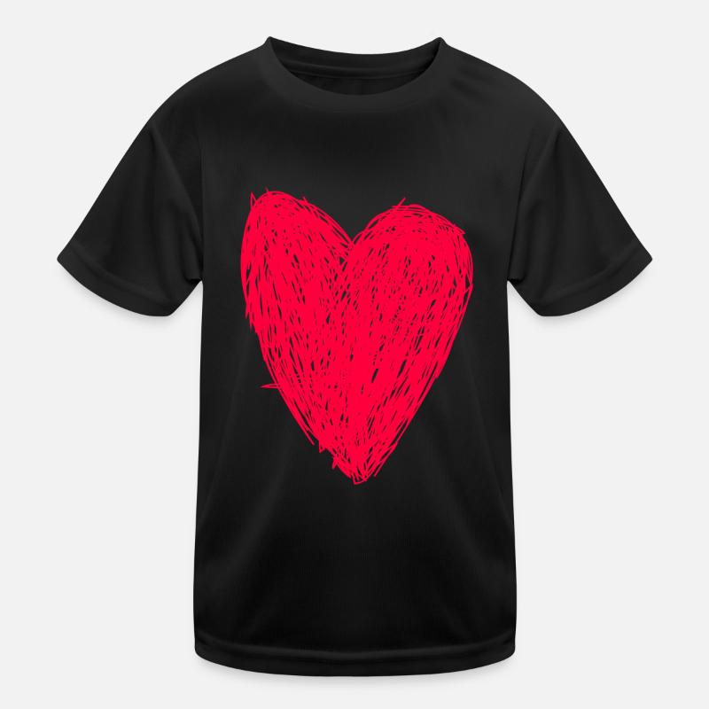Rotes Herz - Kinder Funktions-T-Shirt - Schwarz