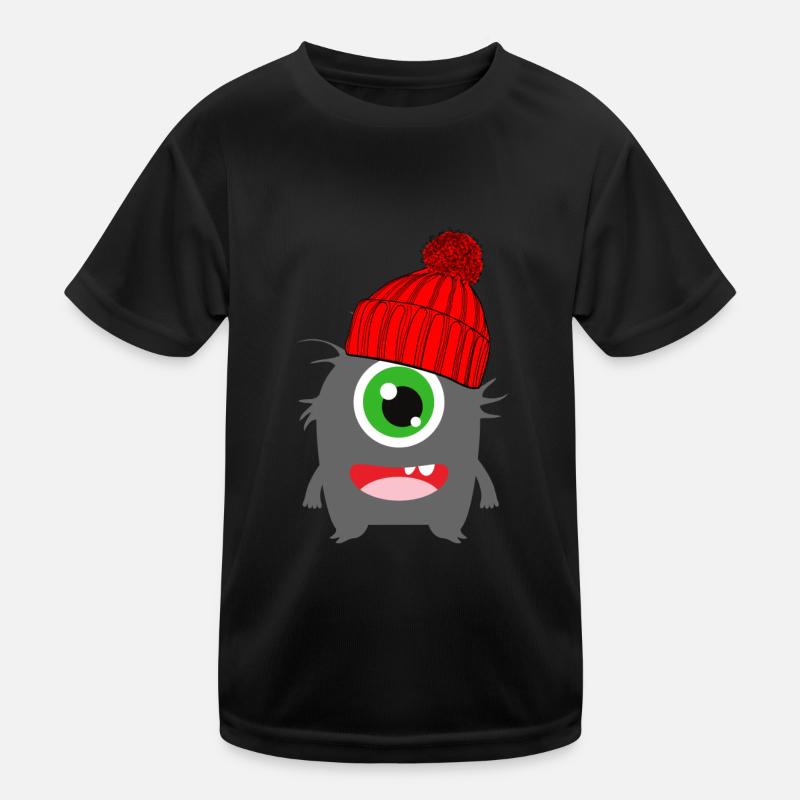 Monster Einäugi Winter rot Kinder Funktions-T-Shirt