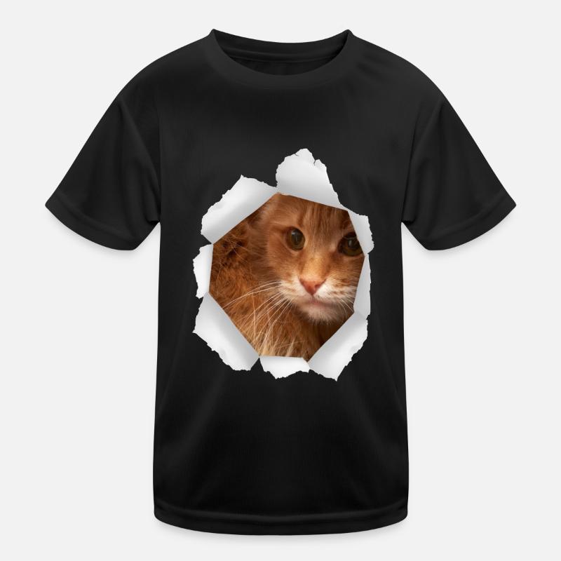 Katze Loch Papier Kinder Funktions-T-Shirt