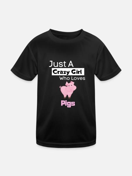 Tierliebhaber Mädchen Farm Tier Geschenk Schwein - Kinder Funktions-T-Shirt - Schwarz - Vorne