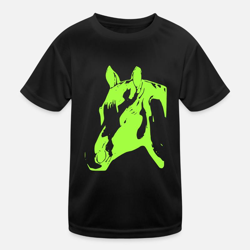 Pferd - Kinder Funktions-T-Shirt - Schwarz